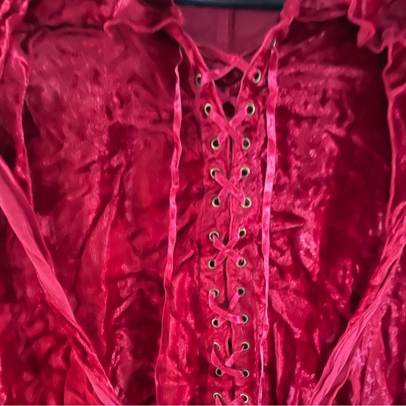 “HOLY CLOTHING” Crushed Red Velvet Hooded Renaissance Medieval Claok - Picture 2 of 6